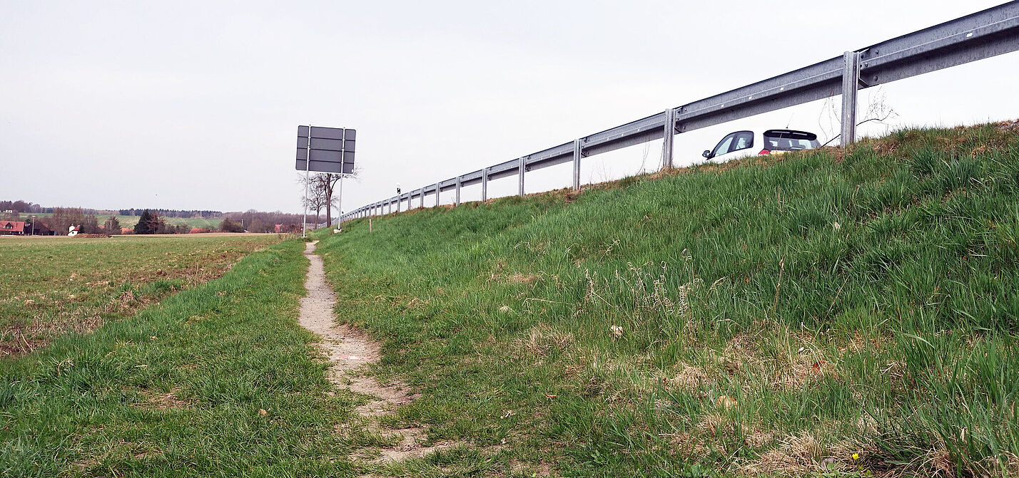 Trampelpfad neben einer Staatsstraße